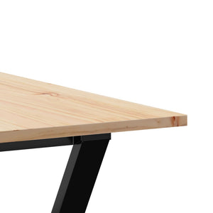 vidaXL Dining Table Y-Leg 180x90x75 cm Solid Pine Wood and Steel