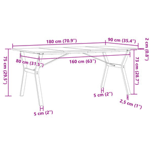 vidaXL Dining Table Y-Leg 180x90x75 cm Solid Pine Wood and Steel
