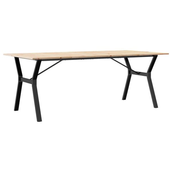 vidaXL Dining Table Y-Leg 200x100x75cm Solid Pine Wood and Steel