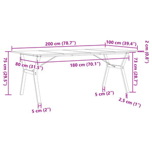 vidaXL Dining Table Y-Leg 200x100x75cm Solid Pine Wood and Steel