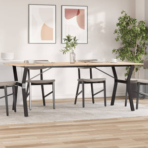 vidaXL Dining Table Y-Leg 200x100x75cm Solid Pine Wood and Steel