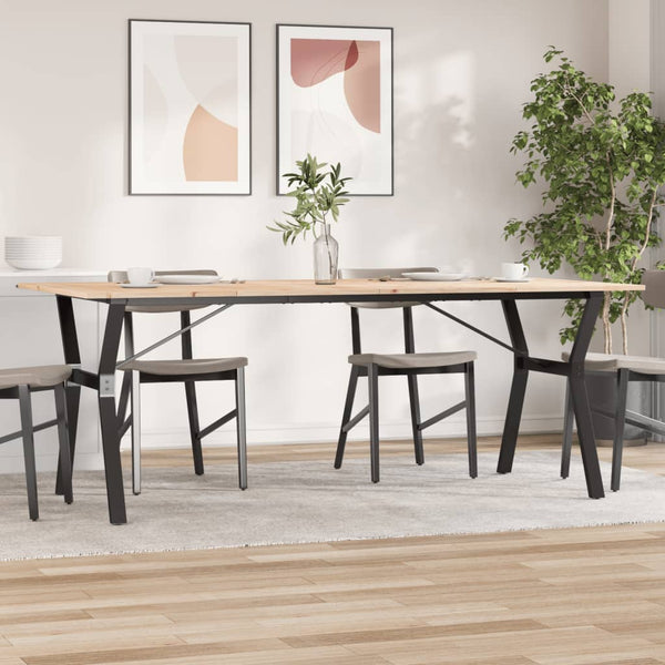 vidaXL Dining Table Y-Leg 200x100x75cm Solid Pine Wood and Steel