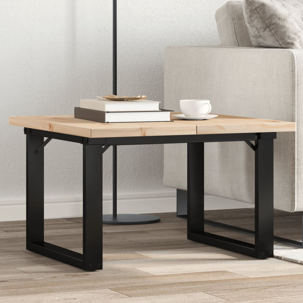 vidaXL Coffee Table O-Legs 70x70x40.5cm Solid Pine Wood & Steel