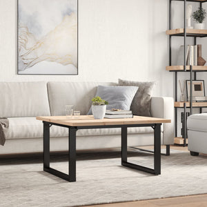 vidaXL Coffee Table O-Leg 80x80x45.5cm Solid Pine Wood & Steel