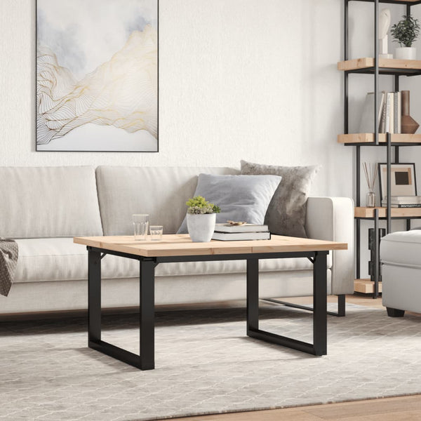vidaXL Coffee Table O-Leg 80x80x45.5cm Solid Pine Wood & Steel