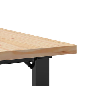 vidaXL Coffee Table O-Leg 80x80x45.5cm Solid Pine Wood & Steel
