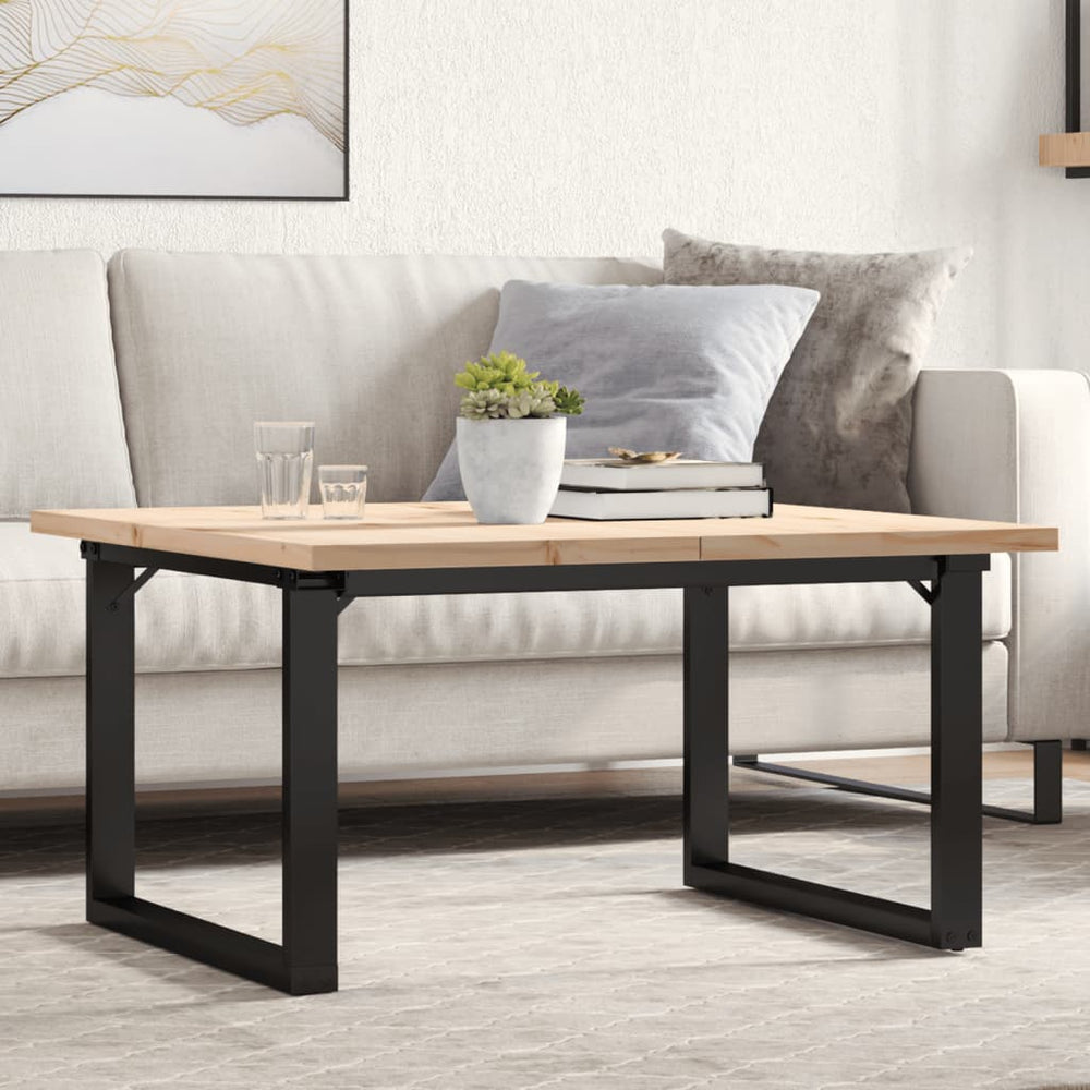 vidaXL Coffee Table O-Leg 80x80x45.5cm Solid Pine Wood & Steel