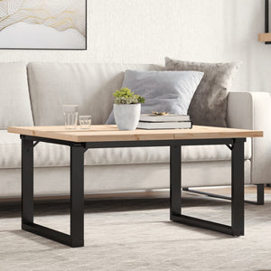 vidaXL Coffee Table O-Leg 80x80x45.5cm Solid Pine Wood & Steel