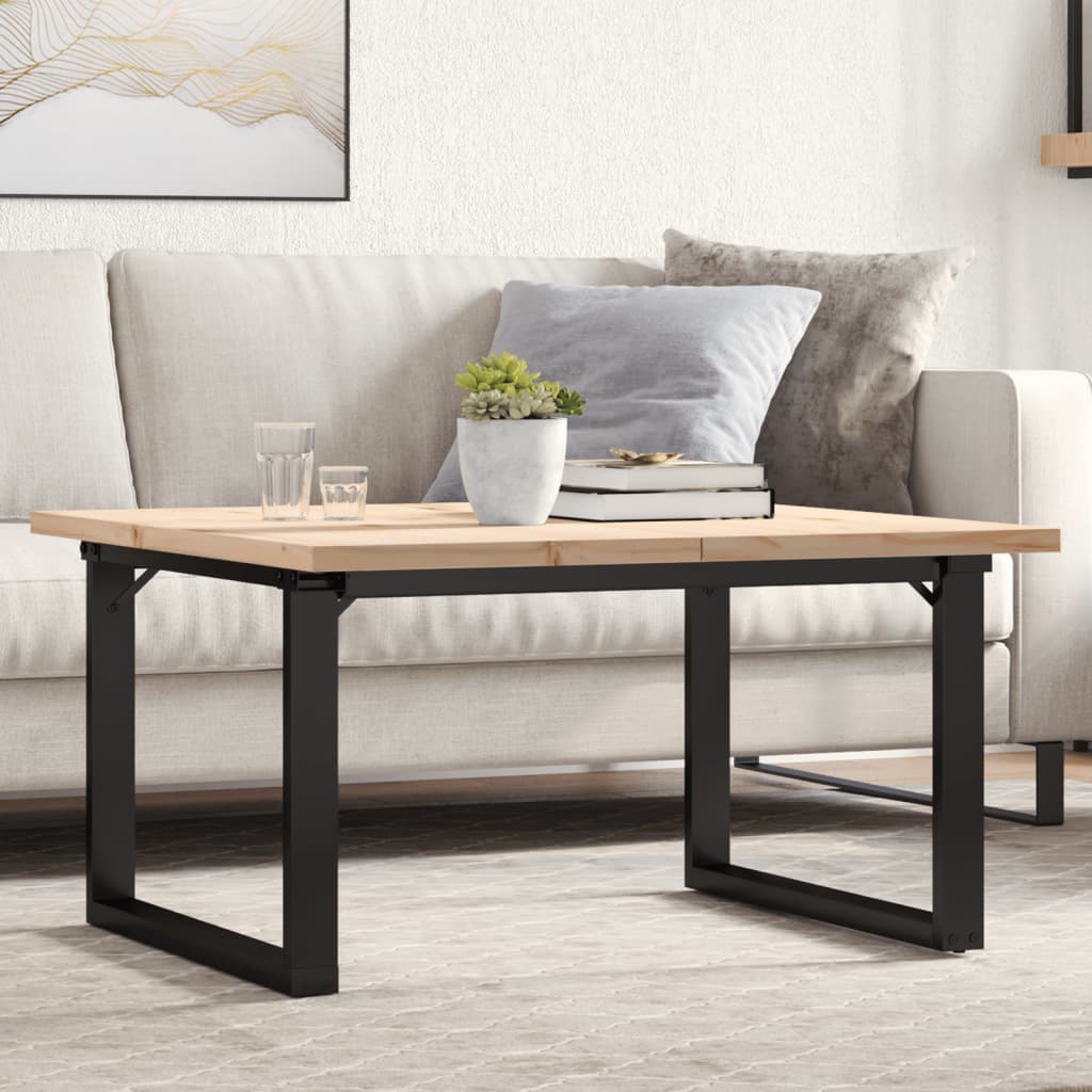 vidaXL Coffee Table O-Leg 80x80x45.5cm Solid Pine Wood & Steel