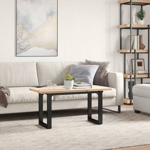 vidaXL Coffee Table O-Frame 90x40x45.5cm Solid Pine Wood & Steel