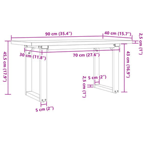 vidaXL Coffee Table O-Frame 90x40x45.5cm Solid Pine Wood & Steel