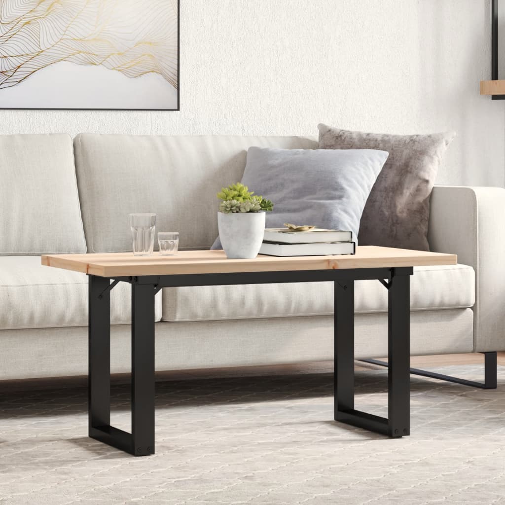 vidaXL Coffee Table O-Frame 90x40x45.5cm Solid Pine Wood & Steel
