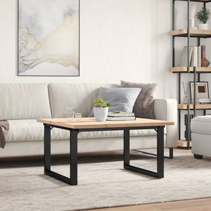 vidaXL Coffee Table O-Legs 90x90x45.5 cm Solid Pine Wood & Steel