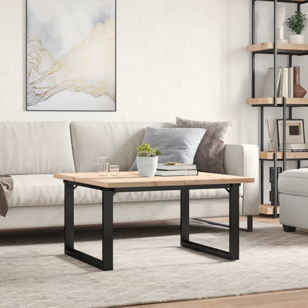 vidaXL Coffee Table O-Legs 90x90x45.5 cm Solid Pine Wood & Steel