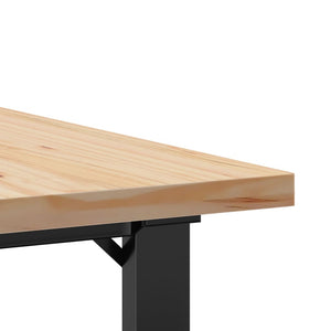 vidaXL Coffee Table O-Legs 90x90x45.5 cm Solid Pine Wood & Steel