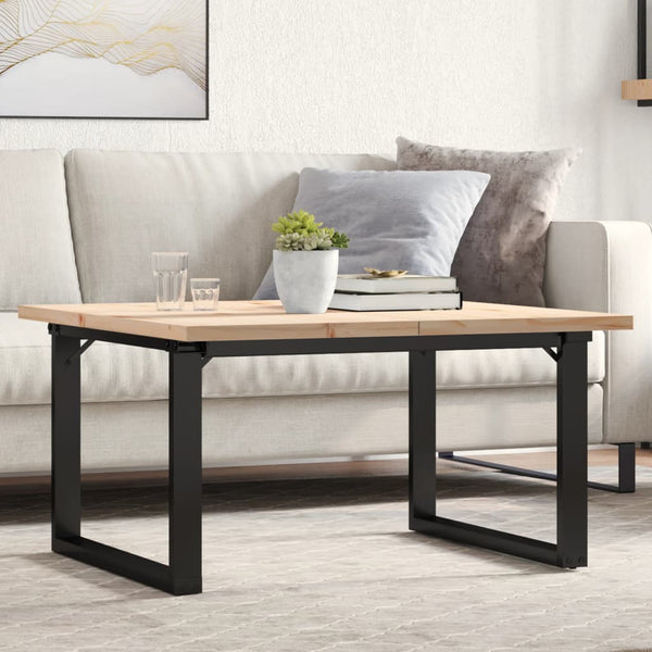 vidaXL Coffee Table O-Legs 90x90x45.5 cm Solid Pine Wood & Steel