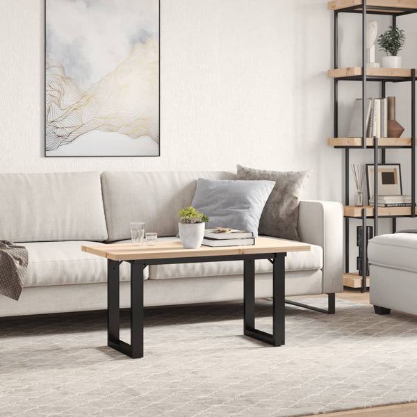 vidaXL Coffee Table O-Leg 100x50x45.5 cm Solid Pine Wood Steel