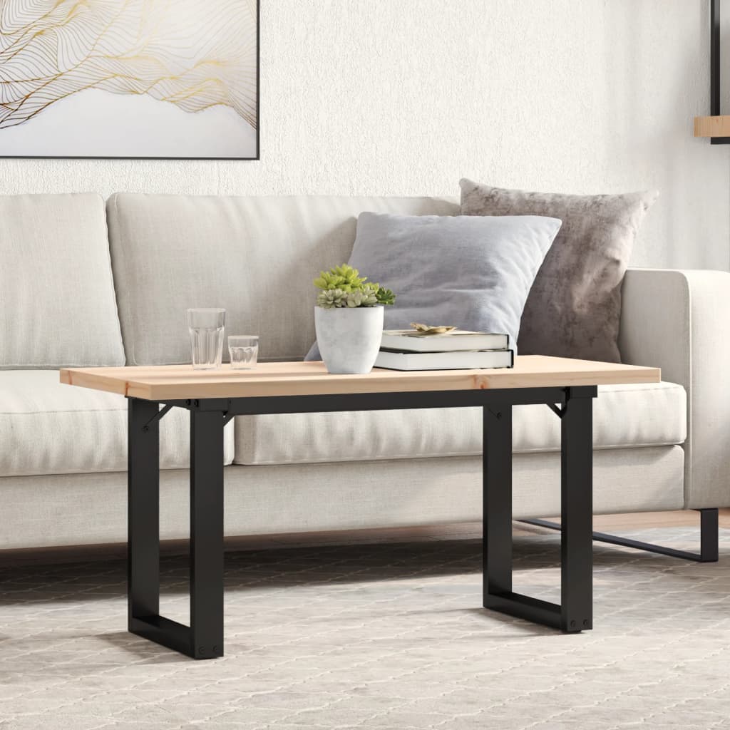 vidaXL Coffee Table O-Leg 100x50x45.5 cm Solid Pine Wood Steel