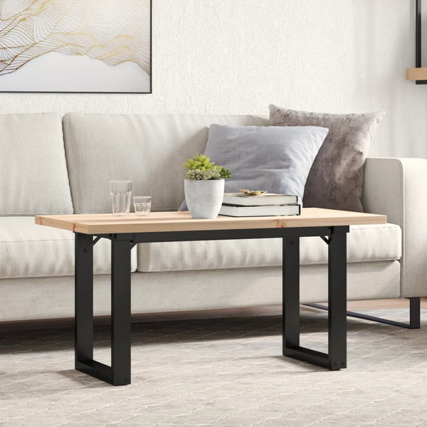 vidaXL Coffee Table O-Leg 100x50x45.5 cm Solid Pine Wood Steel