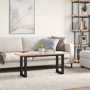 vidaXL Coffee Table O-Legs 110x40x45.5 cm Solid Pine Wood Steel