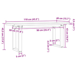 vidaXL Coffee Table O-Legs 110x40x45.5 cm Solid Pine Wood Steel