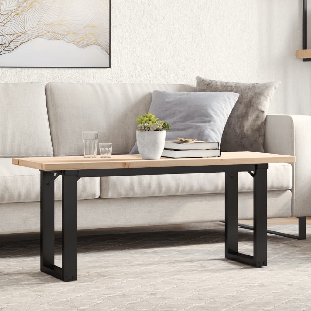 vidaXL Coffee Table O-Legs 110x40x45.5 cm Solid Pine Wood Steel
