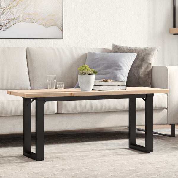 vidaXL Coffee Table O-Legs 110x40x45.5 cm Solid Pine Wood Steel