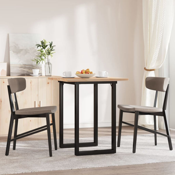 vidaXL Dining Table O-Leg 70x70x75.5 cm Solid Pine Wood & Steel
