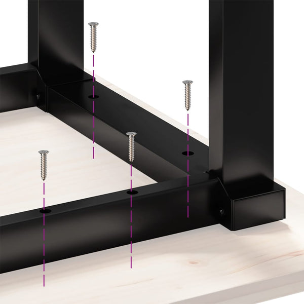 vidaXL Dining Table O-Legs 80x50x75.5 cm Solid Pine Wood & Steel