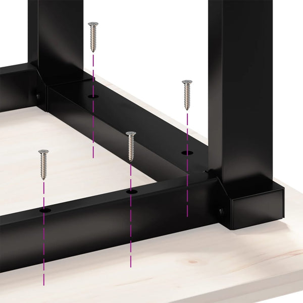 vidaXL Dining Table O-Legs 80x80x75.5 cm Solid Pine Wood & Steel