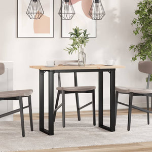 vidaXL Dining Table O-Frame 100x50x75.5 cm Solid Pine Wood & Steel