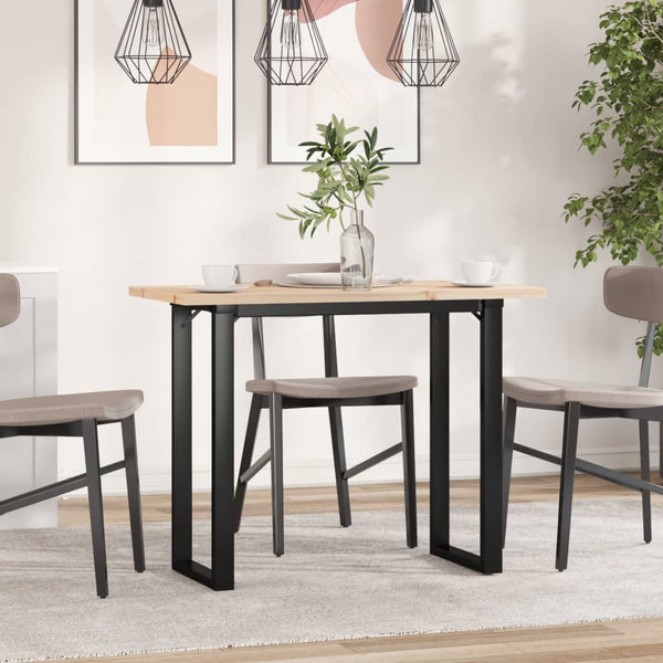 vidaXL Dining Table O-Frame 100x50x75.5 cm Solid Pine Wood & Steel