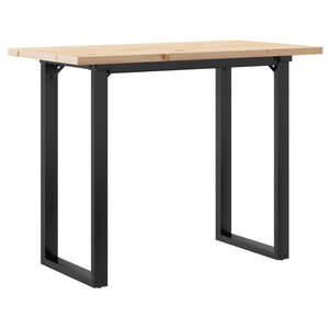 vidaXL Dining Table O-Frame 100x50x75.5 cm Solid Pine Wood & Steel