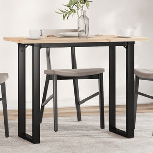vidaXL Dining Table O-Frame 100x50x75.5 cm Solid Pine Wood & Steel
