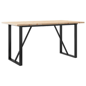 vidaXL Dining Table O-Frame 140x80x75.5 cm Solid Pine Wood & Steel