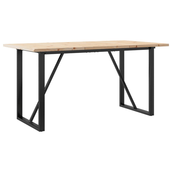 vidaXL Dining Table O-Frame 140x80x75.5 cm Solid Pine Wood & Steel