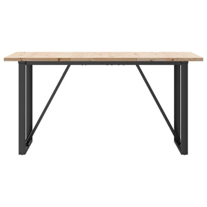 vidaXL Dining Table O-Frame 140x80x75.5 cm Solid Pine Wood & Steel