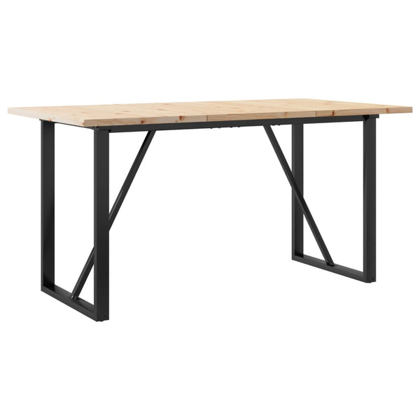 vidaXL Dining Table O-Leg 160x80x75.5 cm Solid Pine Wood & Steel