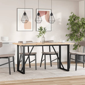 vidaXL Dining Table O-Leg 160x80x75.5 cm Solid Pine Wood & Steel