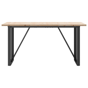 vidaXL Dining Table O-Leg 160x80x75.5 cm Solid Pine Wood & Steel