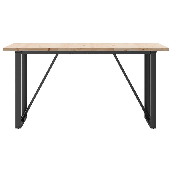 vidaXL Dining Table O-Leg 160x80x75.5 cm Solid Pine Wood & Steel