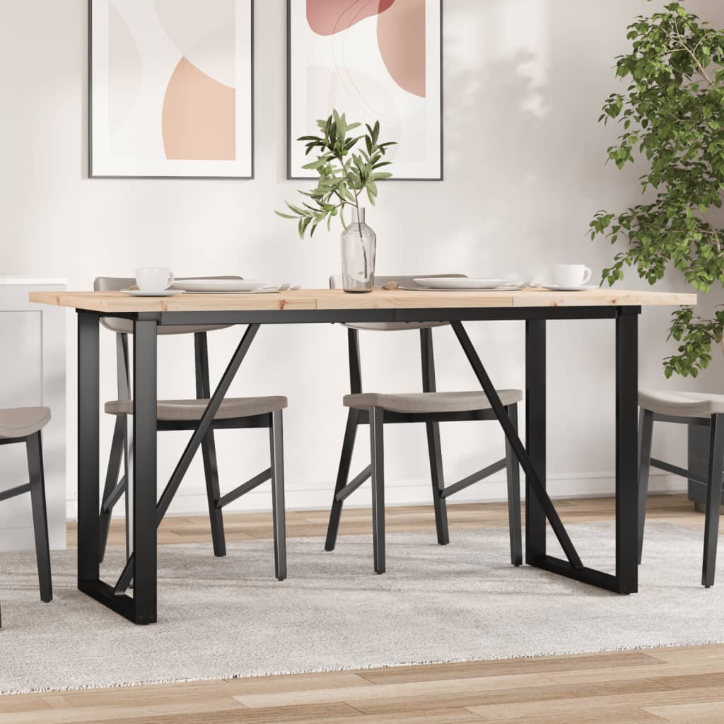 vidaXL Dining Table O-Leg 160x80x75.5 cm Solid Pine Wood & Steel