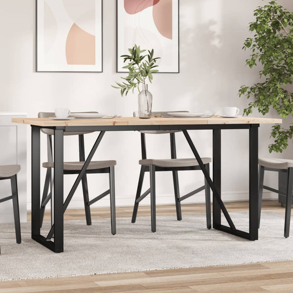 vidaXL Dining Table O-Leg 160x80x75.5 cm Solid Pine Wood & Steel