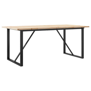 vidaXL Dining Table O-Leg 180x90x75.5 cm Solid Pine Wood & Steel