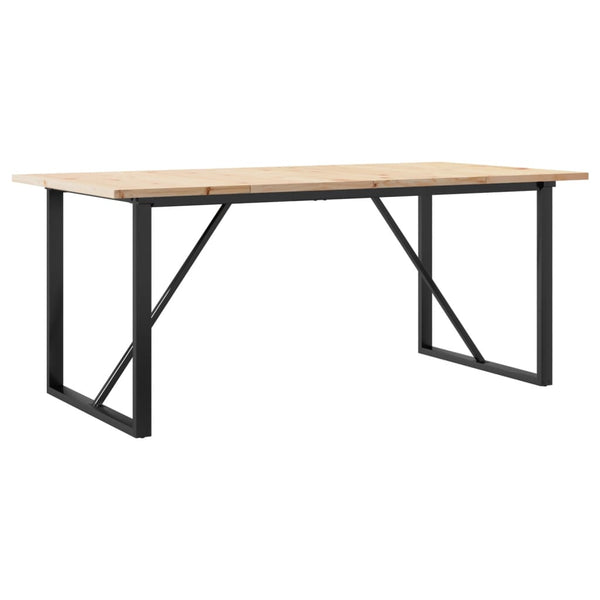 vidaXL Dining Table O-Leg 180x90x75.5 cm Solid Pine Wood & Steel