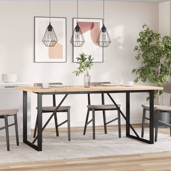 vidaXL Dining Table O-Leg 180x90x75.5 cm Solid Pine Wood & Steel