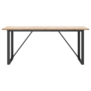 vidaXL Dining Table O-Leg 180x90x75.5 cm Solid Pine Wood & Steel