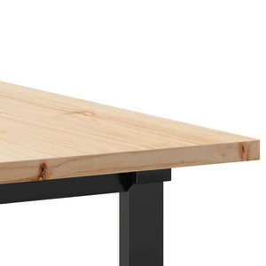 vidaXL Dining Table O-Leg 180x90x75.5 cm Solid Pine Wood & Steel