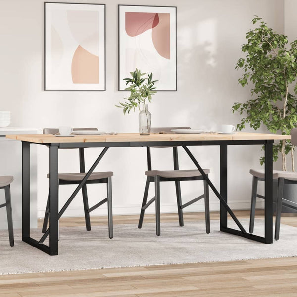 vidaXL Dining Table O-Leg 180x90x75.5 cm Solid Pine Wood & Steel