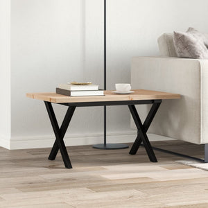 vidaXL Coffee Table X-Frame 80x50x40.5cm Solid Pine Wood & Steel